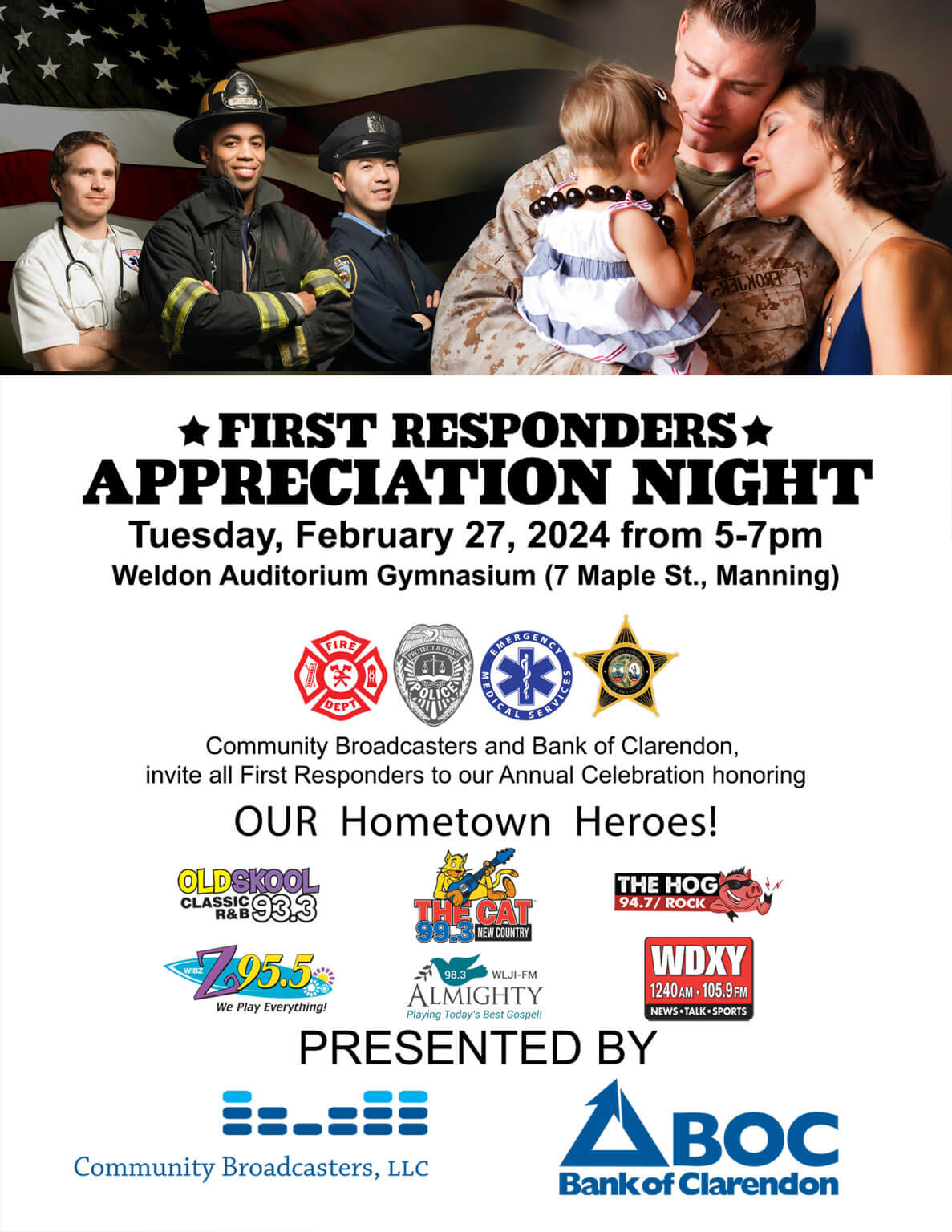 2024 First Responders Appreciation Night Tues. Feb. 27th! CB Sumter